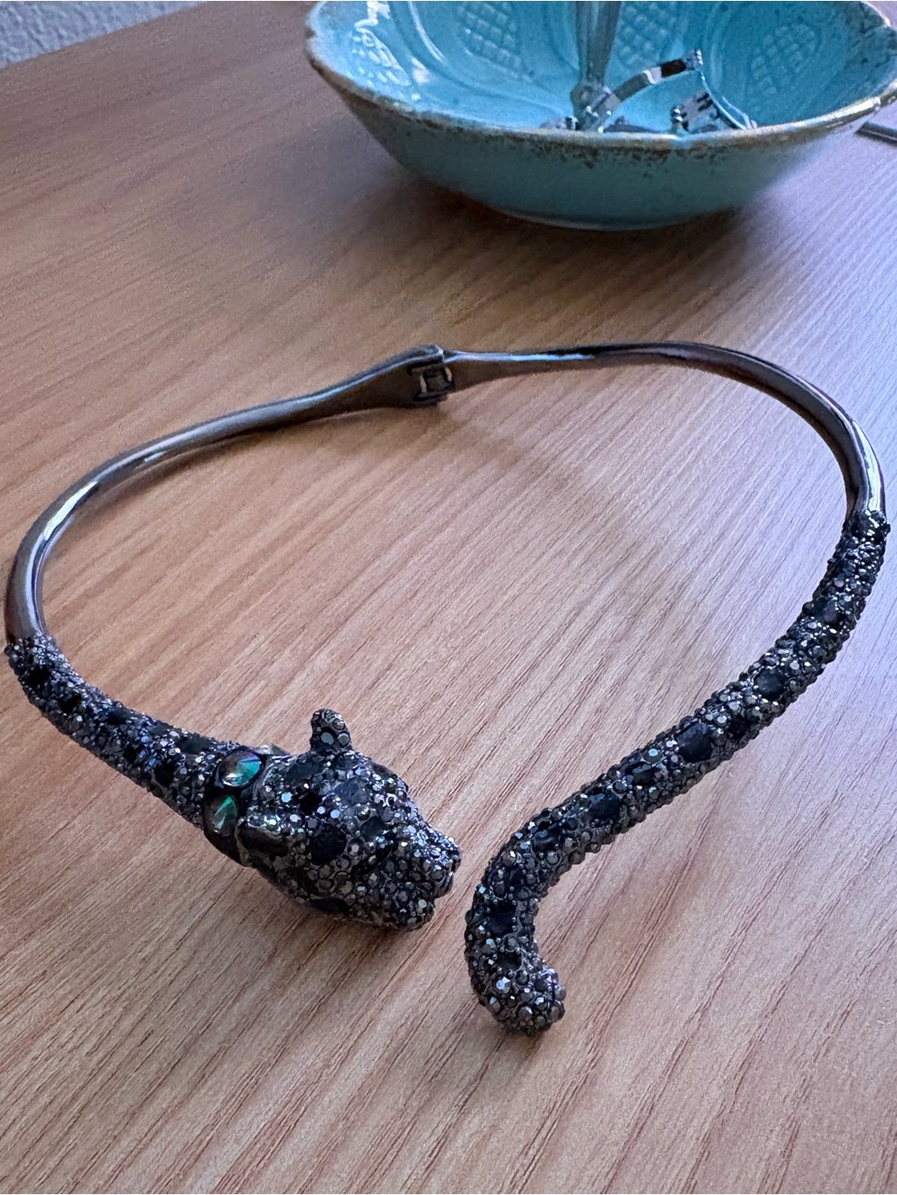 One-of-a-Kind Gunmetal Panther Crystal Collar Necklace - Women Accessories